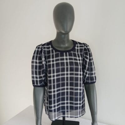 A New Day Women’s Checked Navy/White Top Size S