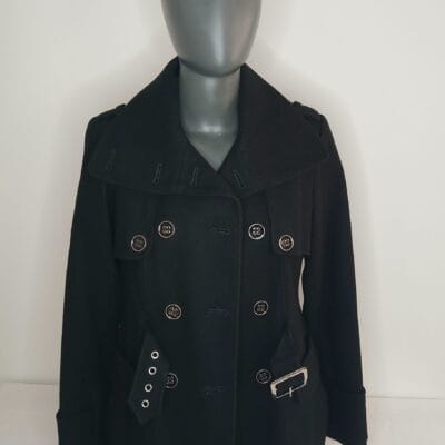 Green with Envy Womens Black Wool Blend Pea Coat