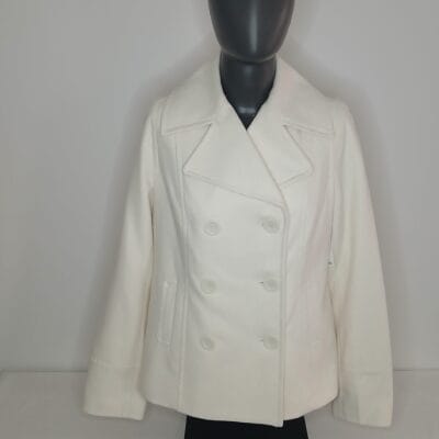 Old Navy Womens Cream Wool Blend Pea Coat