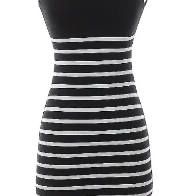 Bar III striped Mini Dress, black Combo Size S