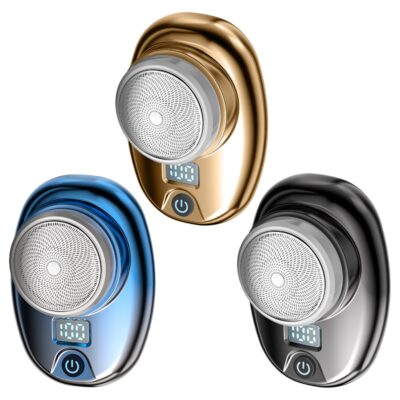 Gold-Blue-Black Color Options 1Pc Portable Electric Shaver With LED Digital Display Type-C Rechargeable Electric Razor For Men Electric Beard Trimmer For Home Office Travel Car