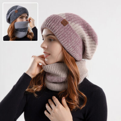 Women's Knitted Hat Plus Wool Scarf 2pc set