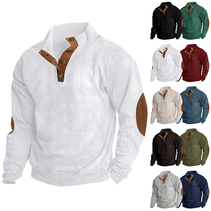 Men's Corduroy Collar Long-sleeved Sweater