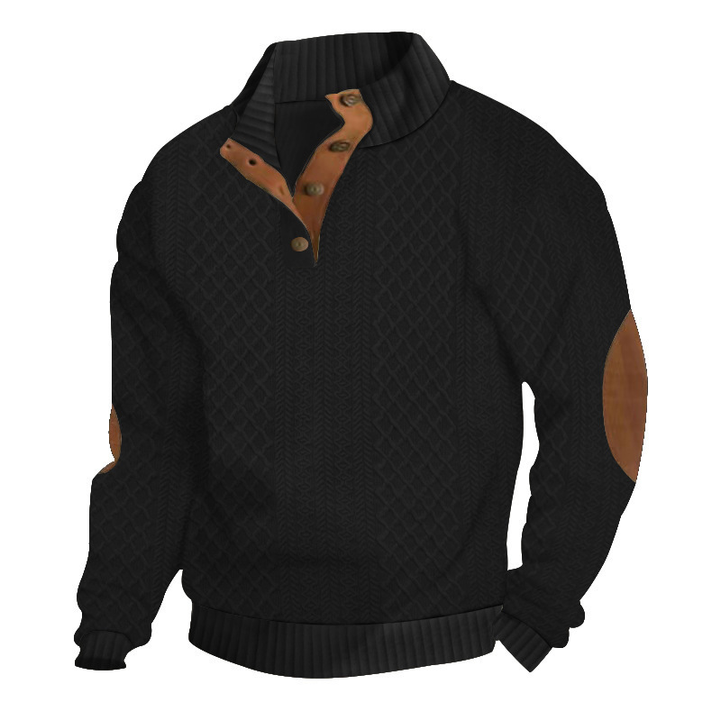 Men's Stand Collar Jacquard Knitted Sweater - Image 4