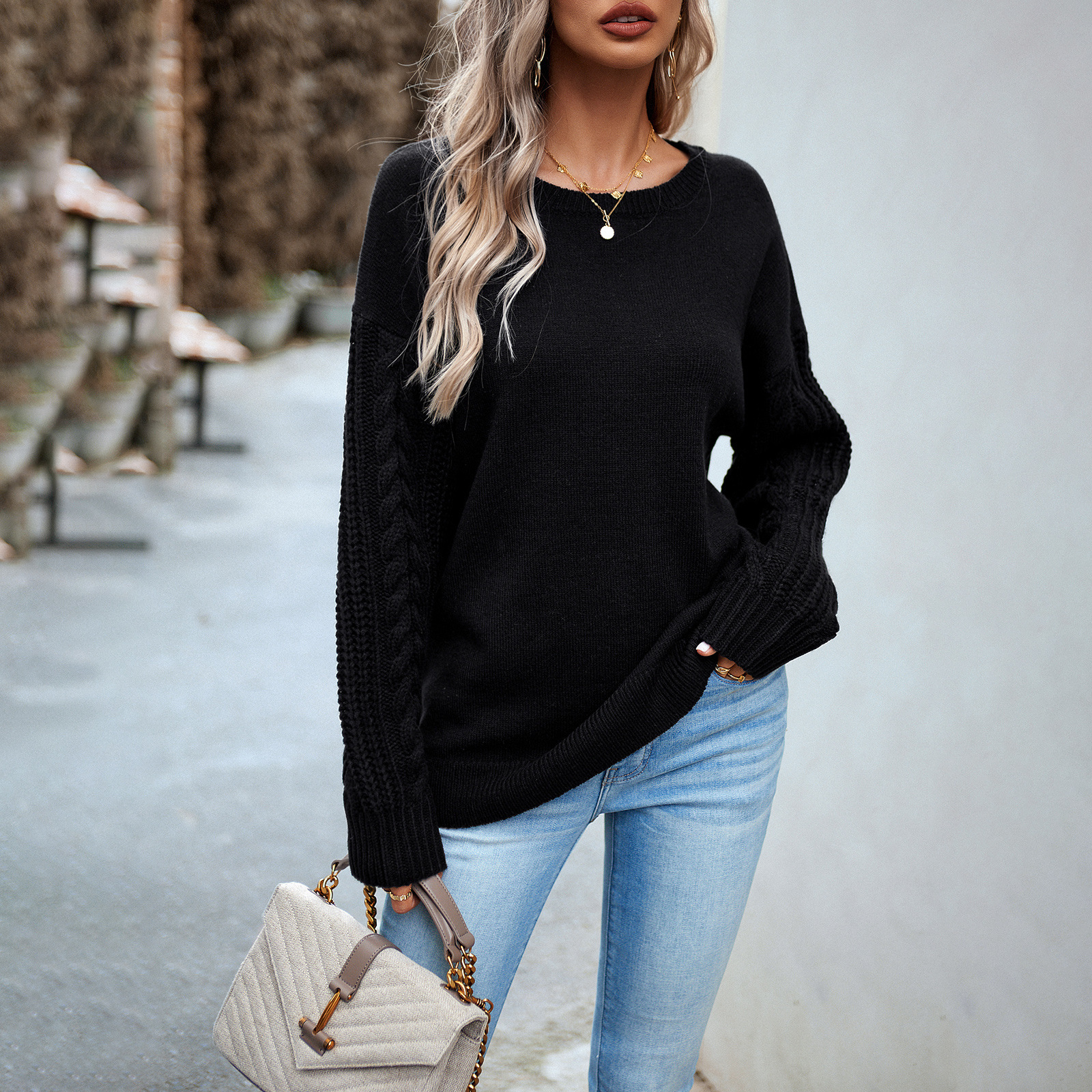 Women's Fashionable Simple Round Neck Sweater - Image 6