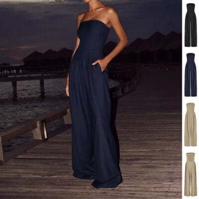 Women's Loose Tube-top Backless Jumpsuit