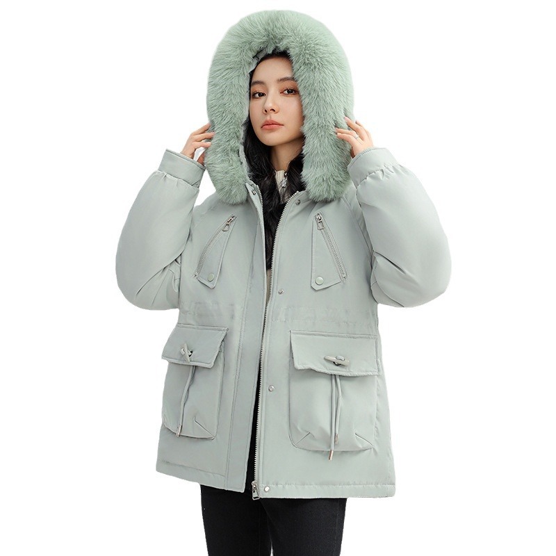 Women's Horn Button Loose Hooded Coat, Jacket - Image 7