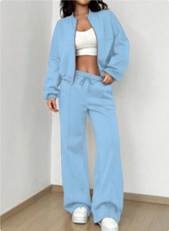 Women's Sports Zipper Jacket Pant 2-piece Set - Image 5