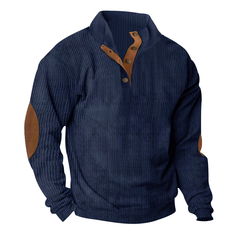 Men's Corduroy Collar Long-sleeved Sweater - Image 5