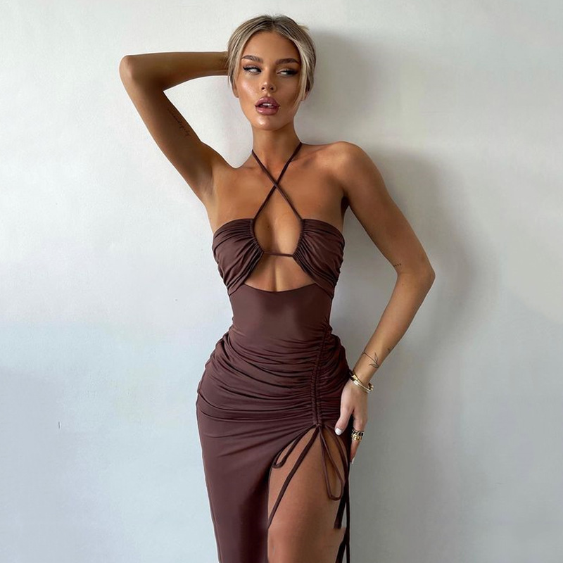 Women's Sexy Halterneck Lace-up Split Dress - Image 7
