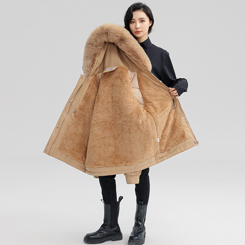 Women's Horn Button Loose Hooded Coat, Jacket - Image 9