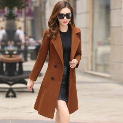 Women's Vintage Knee-Length Tweed Coat