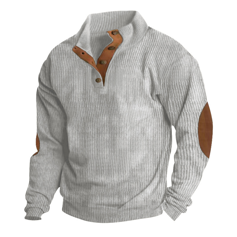 Men's Corduroy Collar Long-sleeved Sweater - Image 4