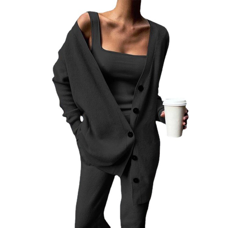 Women's Knitted 3-Piece Vest Pant Suit - Image 2