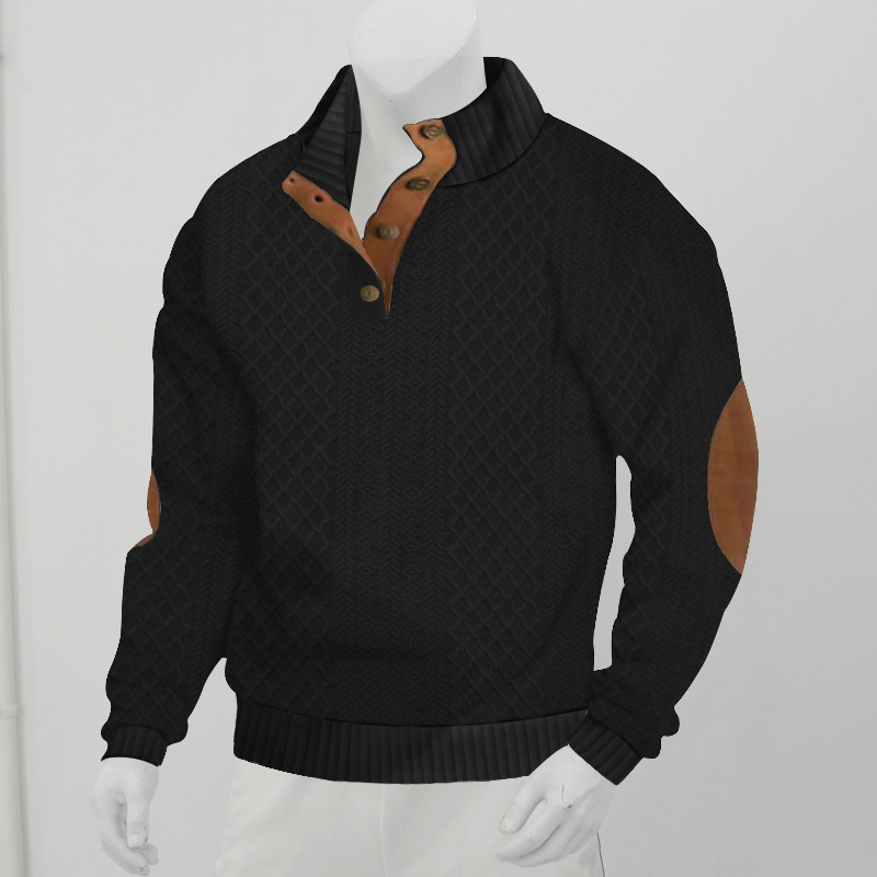 Men's Stand Collar Jacquard Knitted Sweater - Image 5