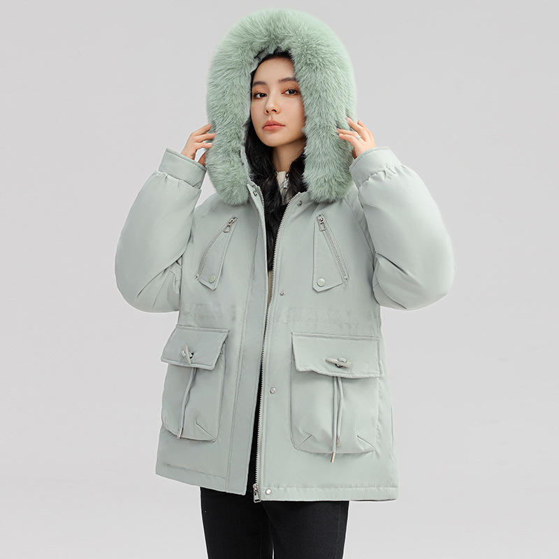 Women's Horn Button Loose Hooded Coat, Jacket - Image 4