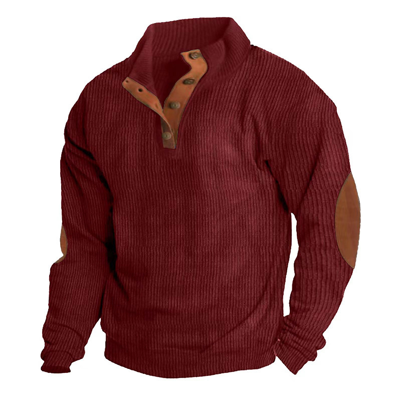 Men's Corduroy Collar Long-sleeved Sweater - Image 2