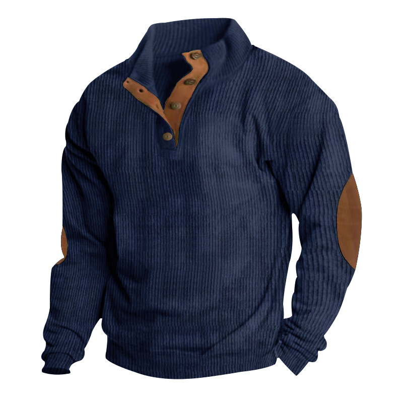 Men's Corduroy Collar Long-sleeved Sweater - Image 7