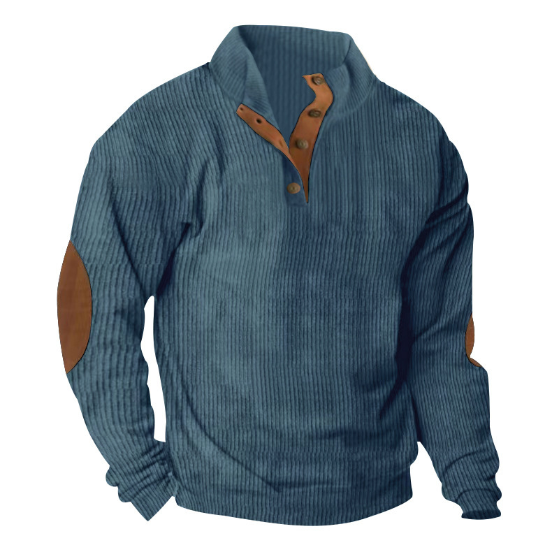 Men's Corduroy Collar Long-sleeved Sweater - Image 10