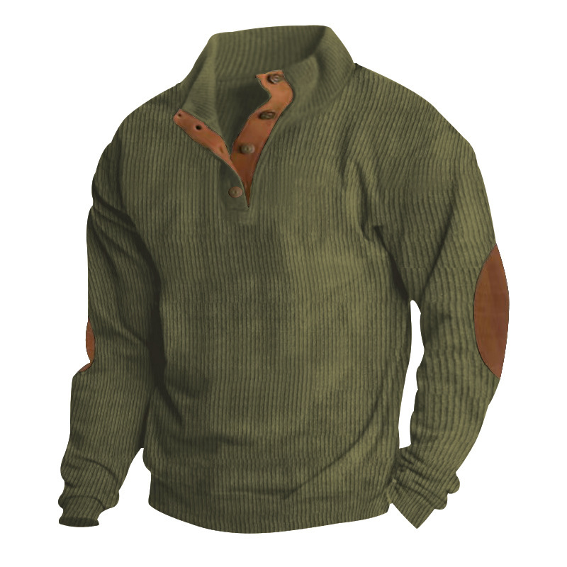 Men's Corduroy Collar Long-sleeved Sweater - Image 8