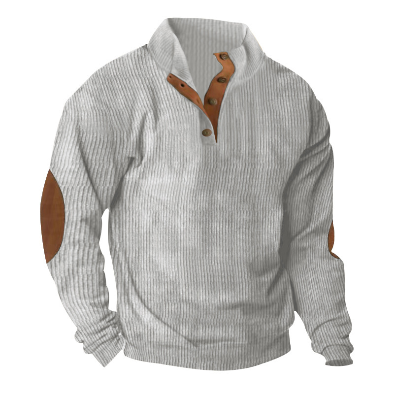 Men's Corduroy Collar Long-sleeved Sweater - Image 9
