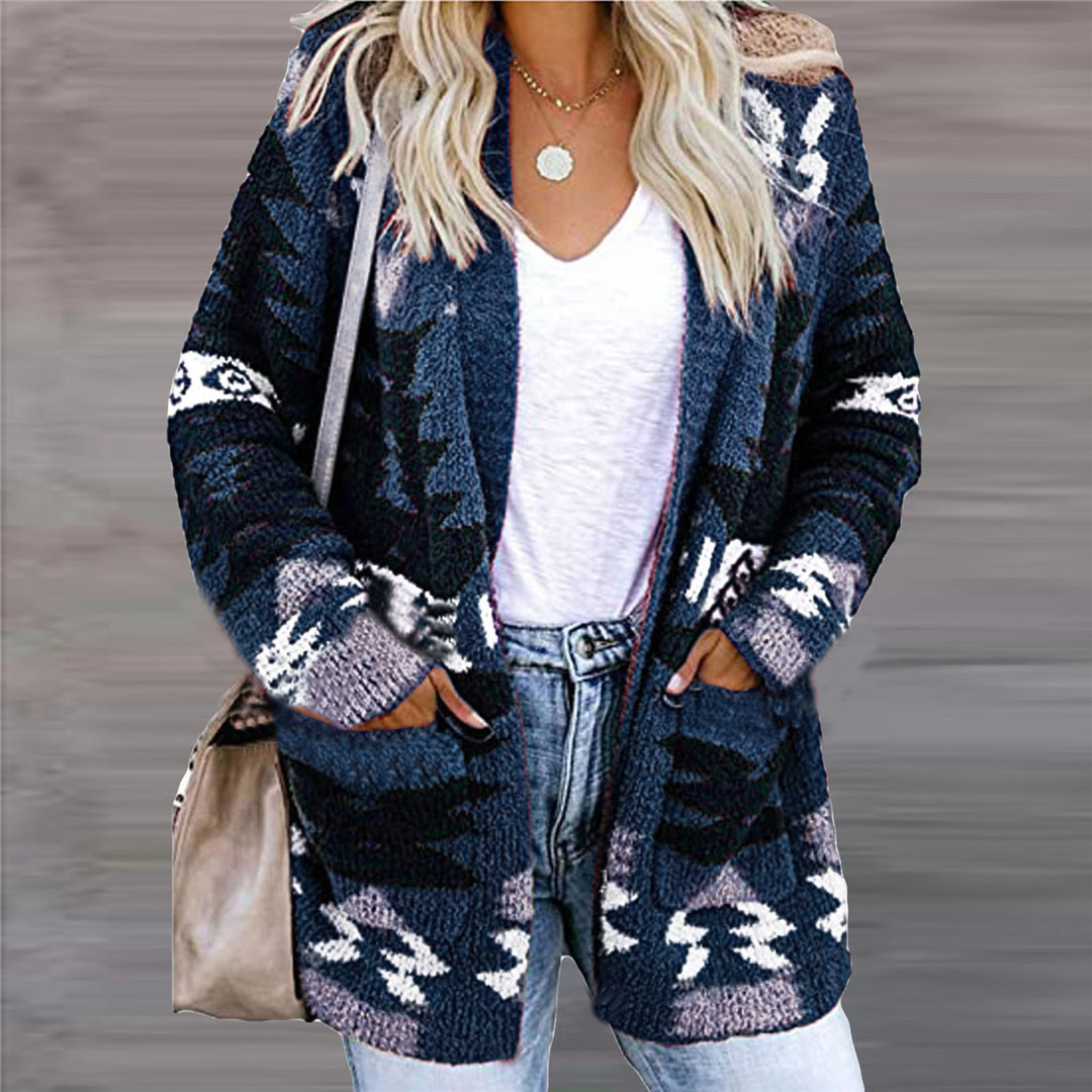 Women's Loose Sweater Printed Knitted Cardigan - Image 6