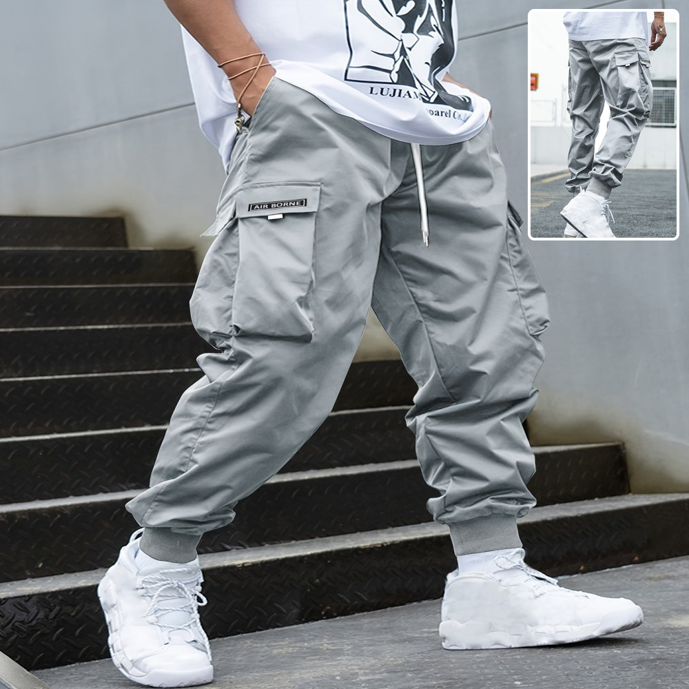 Men's Multi-pocket Cargo Pants Casual Hip-Hop Drawstring