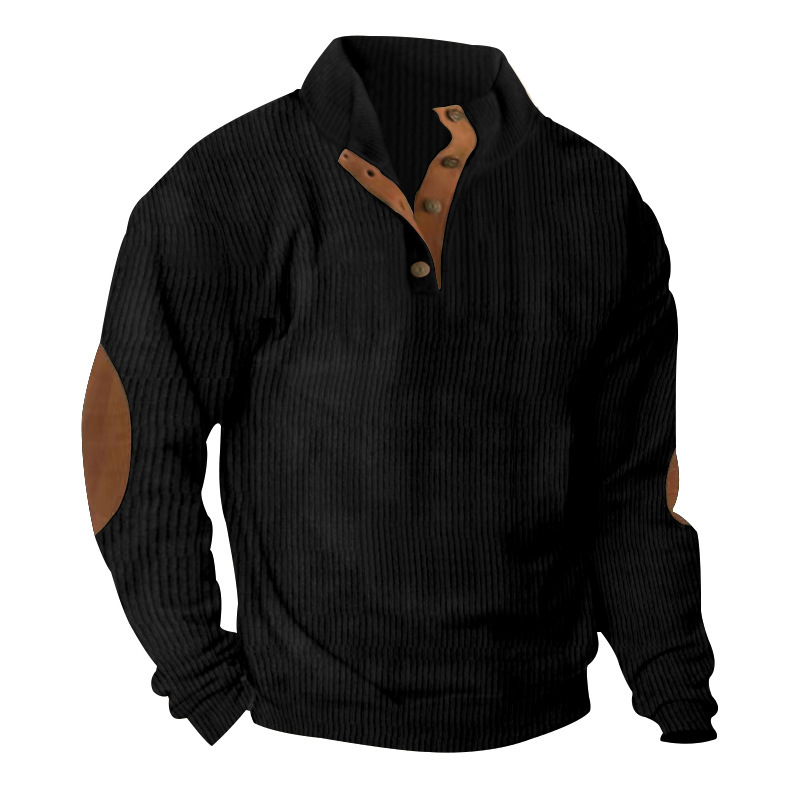 Men's Corduroy Collar Long-sleeved Sweater - Image 3