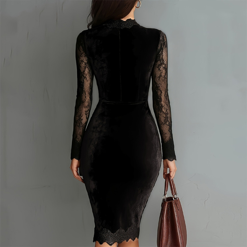 Women's Sexy Lace Trim Bodycon Midi Dress - Image 10