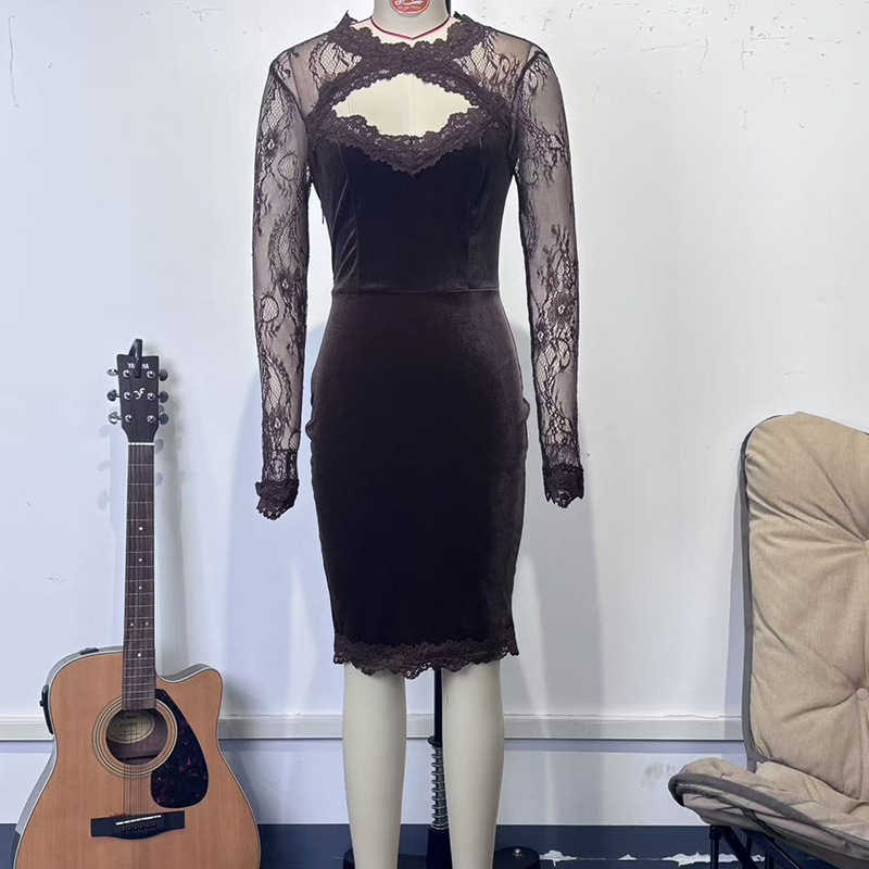 Women's Sexy Lace Trim Bodycon Midi Dress - Image 9