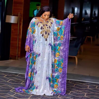 Women's Sequined Printed Chiffon Loose Robe