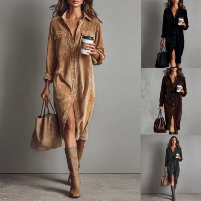 Women's Collar Buttons Chic Casual Dress